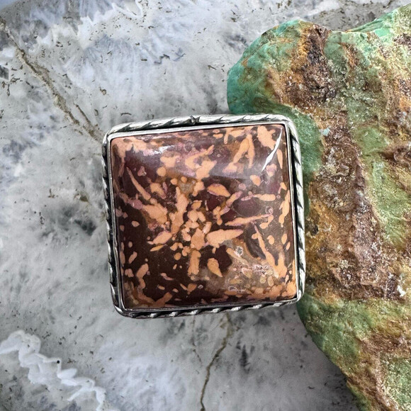 Sterling Silver Southwestern Style Square Mariam Jasper Ring Size 9.5 For Women - Picture 5 of 10